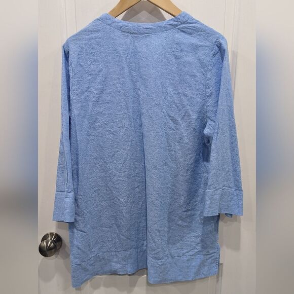 Lands' End Linen blend Tunic Light Blue Breathable Travel Vacation Size L Large - Picture 4 of 7